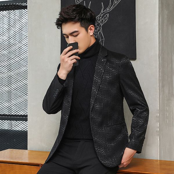 

2019 new men's wedding suit men's suit jacket slim version business casual single western jacket, White;black