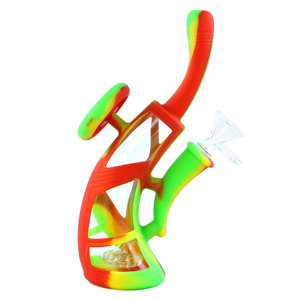 

8 " Knight water pipe FDA силиконовая курительная трубка и стекло с стеклянной чашей красочный бонг портативный