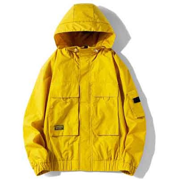 

mens designer jackets solid color tooling coat fashion young style with cap 4 styles 2020 autumn new size m-4xl college style, Black;brown