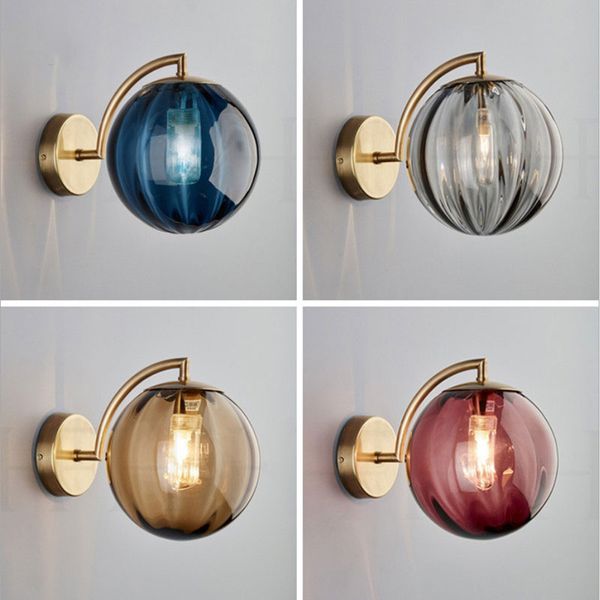 

wall lamp modern glass ball nordic golden sconce light fixtures bedside indoor living room bathroom lighting home art decor