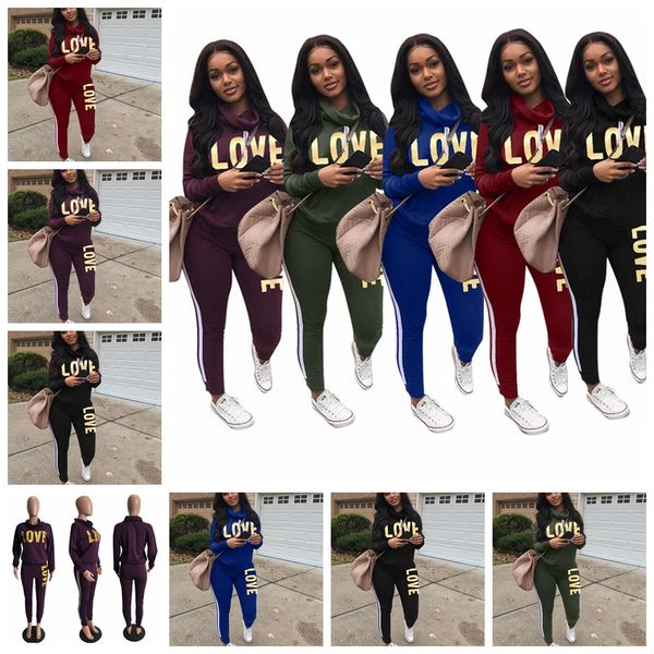 

tracksuits european style head print letter long sleeve drawstring pile collar casual suit purple black green support mixed batch, Gray