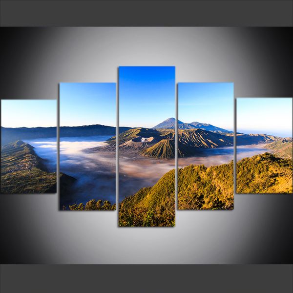 

5 piece large size canvas wall art pictures creative graveyard volcano poster art print oil painting for living room decor