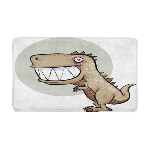 

happy cartoon dinosaur with big smile indoor doormat non slip front entrance door mat rug