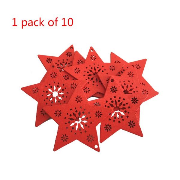 

10 pcs/pack diy five-pointed star creative wooden christmas tree pendant home decoration gift accessories christmas ornaments ca