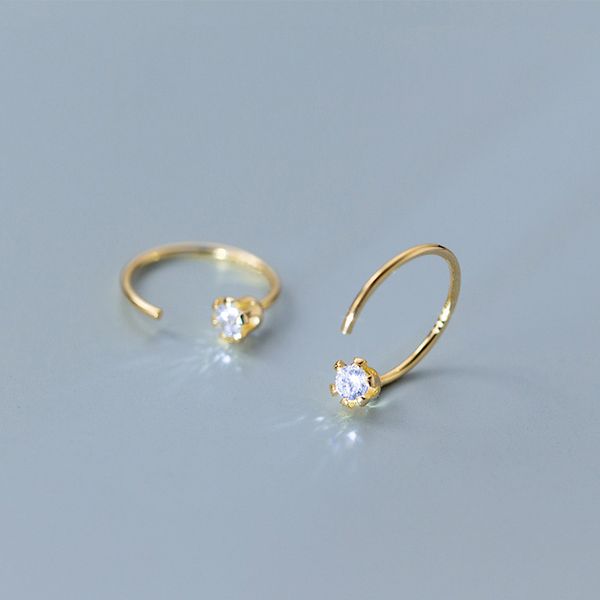 

wtltc 925 sterling sliver cubic zircona hoop earrings for women small open huggies hoops earrings dainty ear piercing, Golden;silver