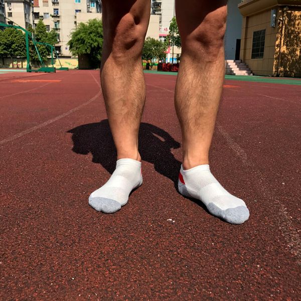 

men's cotton compression sport socks cycling socks professional running basketball bike socks low cut run sports sock new, Black