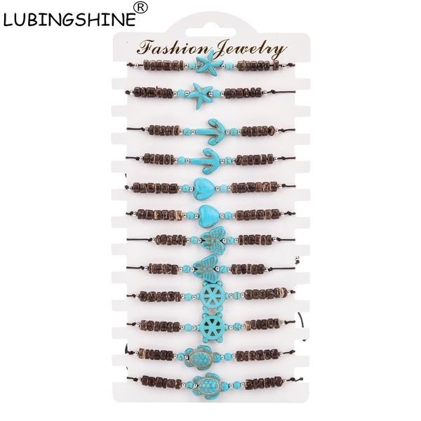 

lubingshine vintage bracelets for women adjustable rope bracelet handmade braided blue stone anchor star turtle charm bracelets, Black