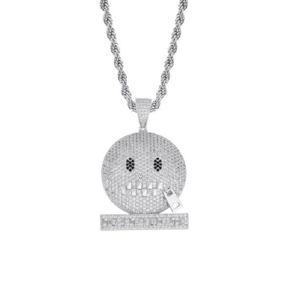

mens necklace hip hop jewelry iced out face pendant full zircon designer necklaces gold silver plated chain punk rock fashion women gift