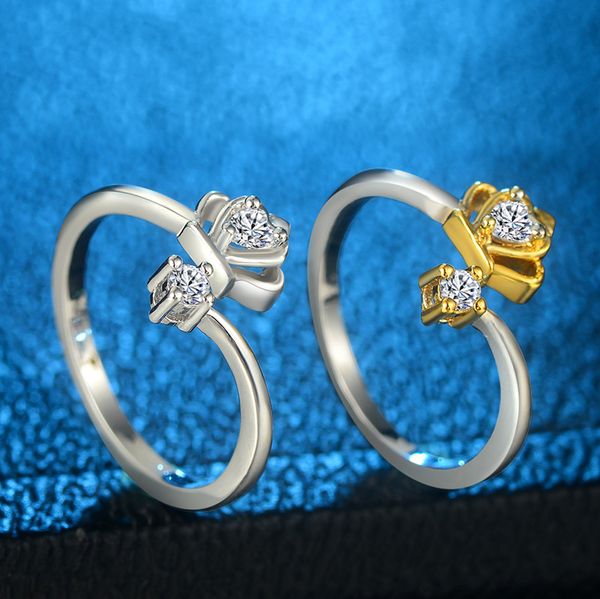 Atacado-japonês e coreano s925 abertura ajustável anel de coroa noiva casamento jóias anel presente