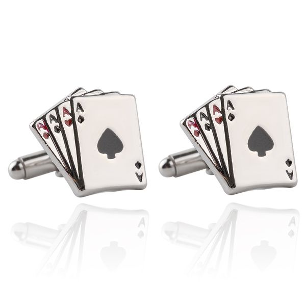 

2018 poker 4a fashion wild fine french cufflinks french cufflinks father's day gift for mens boy zj-0903784, Silver