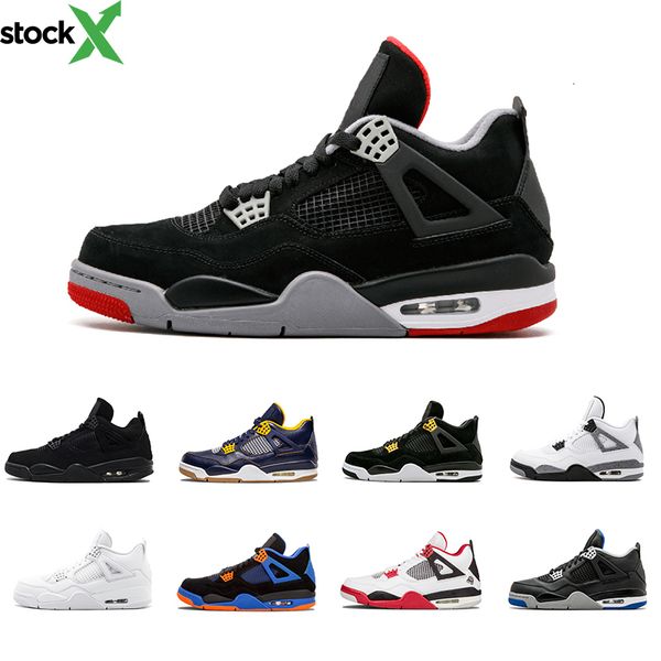 

4s mens basketball shoes pure money premium black cat white cement bred fire red fear alternate sports shoes sneakers size 41-47