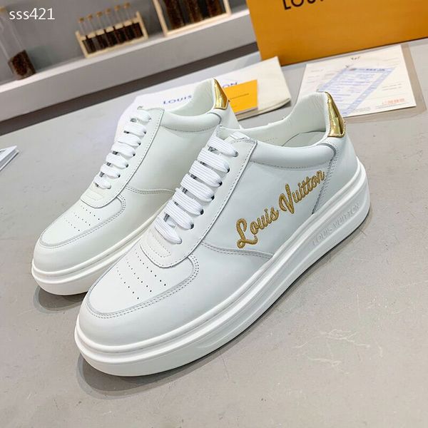 

2020 color matching shoes for women men fashion leather sneakers red black thick-soled flat fashion sneakers size 39-45