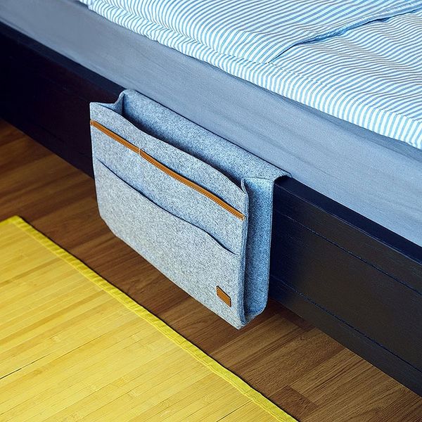

войлок прикроватной caddy хранение bag- кровать юбка хранение карманных organizer для спальни, колледж общежитие комната, подматрассный держ