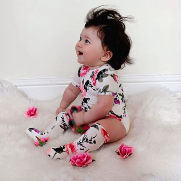 

2pcs newborn toddler baby girls floral romper bodysuit +socks outfit set uk, Blue