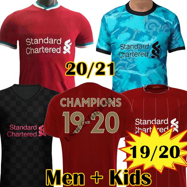 

thailand lvp 2020 champions mohamed salah firmino kop soccer jersey football shirts 20 21 virgil mane keita 2020 2021 kids kit uniforms, Black;yellow