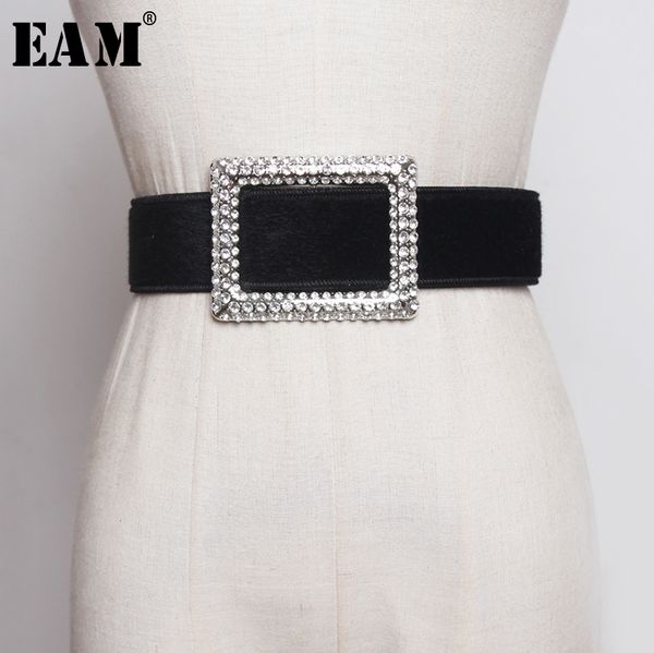 

eam] pu leather rhinestone square buckle wide long belt personality women new fashion tide all-match spring autumn 2020 1b018, Black;brown