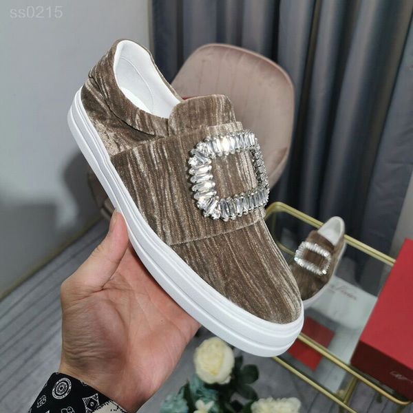 

2020 fashion rhinestone square buckle thick bottom casual shoes women's shoes wrinkled flat comfortable single shoe factory direct sale, Black