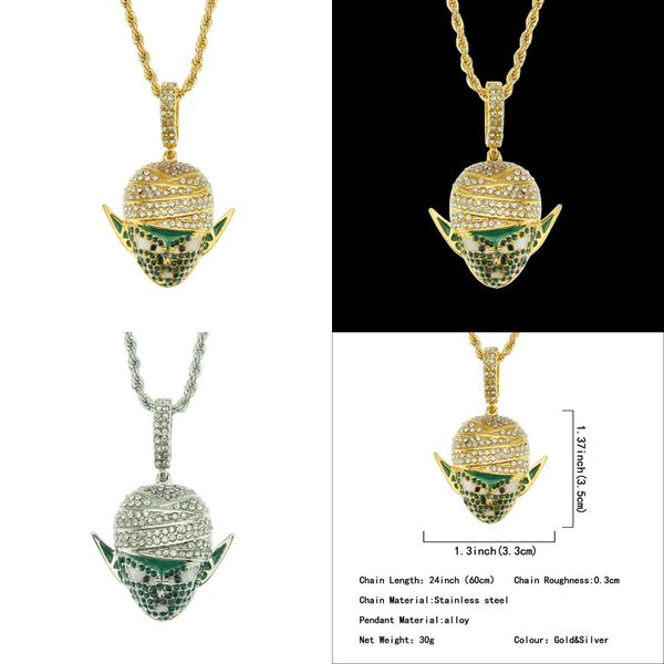 

hiphop inlaid diamond man necklace three-dimensional head pendeloque cut pendant turkish jewelry natural healing crystals custom pendant, Silver