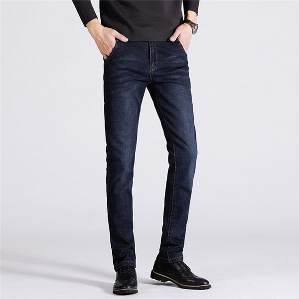 

smart business fashion casual jeans spring autumn new style stretch cotton straight blue black jeans men's trousers