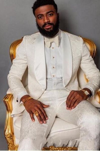 

handsome one button ivory paisley groom tuxedos shawl lapel men suits 2 pieces wedding/prom/dinner blazer (jacket+pants+tie) w862, Black;gray