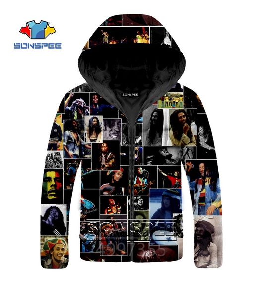

sonspee new hot bob marley singer harajuku 3d print ип-оп пђовик мђжин женин забавна зимн епл Black