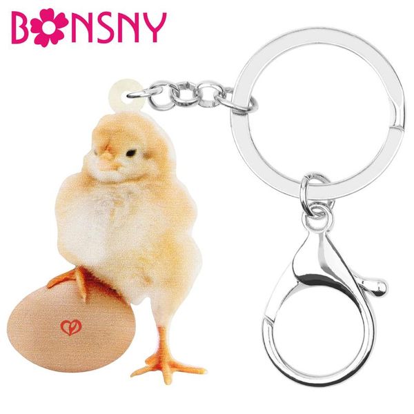 

acrylic eggs chick chicken keychains keyring lovely farm animal key chain jewelry for women kids gifts car bag decoration, Silver