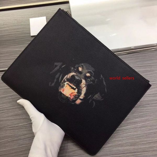 

luxury men envelope bag 4g wrist strap large pouch fashion rottweiler printed medium pouch brand letter antigona bags
