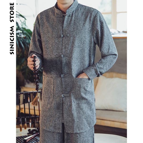

men's trench coats sinicism store man chinese style coat autumn 2021 men long overcoat outwear mens button casual winter wind breaker, Tan;black