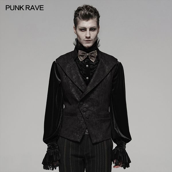 

punk rave men steampunk retro gentleman party vest gothic floral short waistcoat punk stage performance tank, Black;white