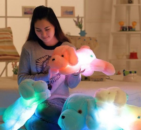 

cute 45cm stuffed dolls led dog light colorful pillows popular plush toys for kids shinning gift for baby cute soft