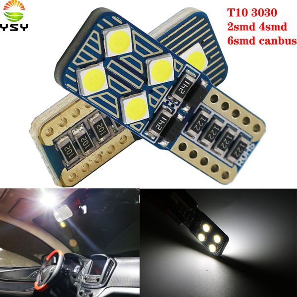 

y 100x t10 w5w 3030 chips led car parking light source canbus no error auto reading dome lamp wedge tail side bulb