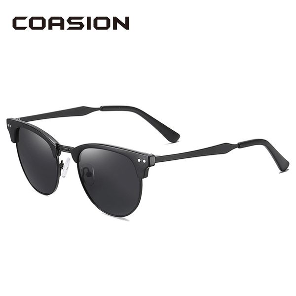 

sunglasses coasion 2021 brand design polarized for women men retro half metal frame sun glasses driving zonnebril ca1364, White;black