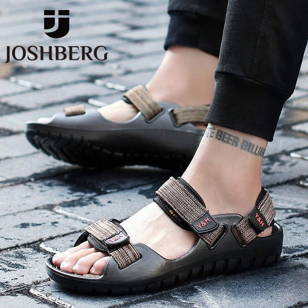 

sandals joshberg fashion hard-wearing stylish men light beach retro style flat slippers sandales homme, Black