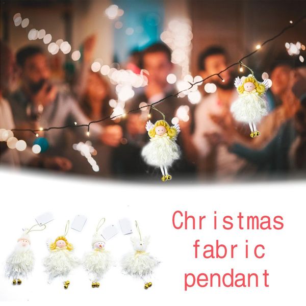 

4pcs christmas plush ornaments xmas hanging decoration santa clause snowman reindeer doll for christmas tree pendant party decor