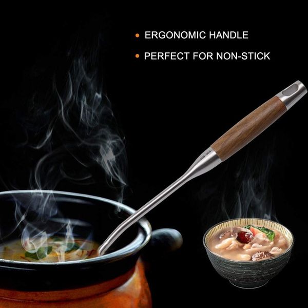 

stainless steel cookware set wooden handle kitchen spoon spoon shovel household kitchenware set kitchen mandatory cookware cook other kitche