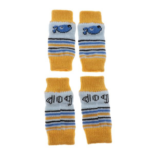 

4шт / set winter pet dog leg носки stripe собак pattern нескользящие гетры