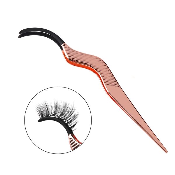 

1pcs rose gold stainless steel false eyelash curler tweezer fake eye lashes applicator clip remover makeup extension tools