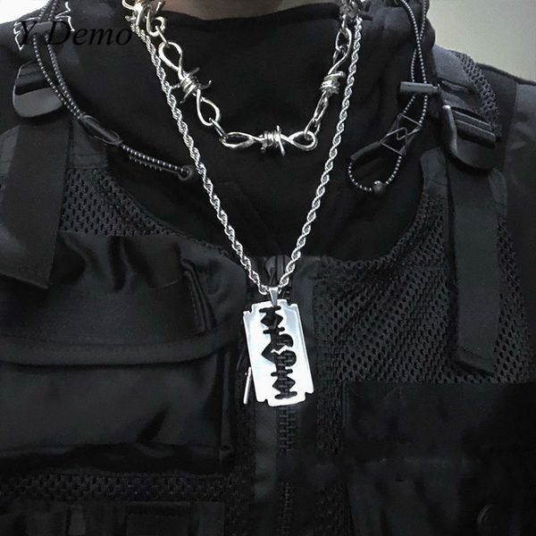 

punk blade broken heart necklace new couple rope chain necklace accessory, Silver