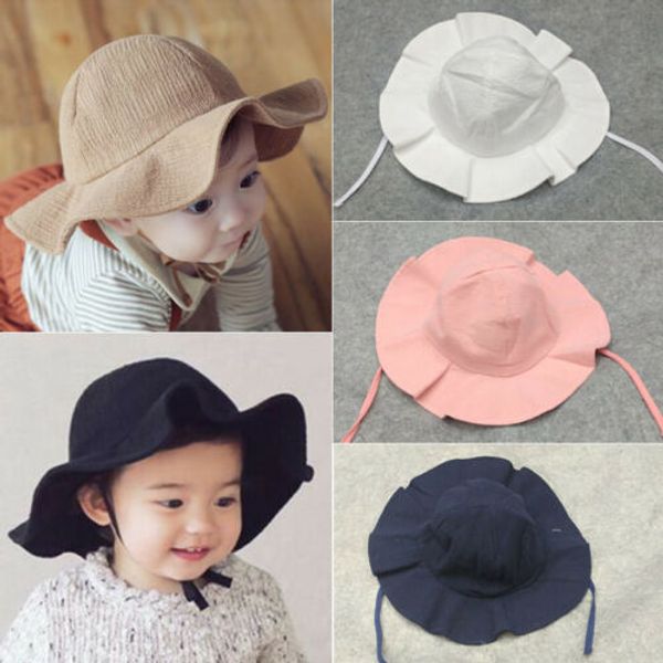 

2019 cute newborn baby sun cap boy girls summer bucket hat toddler infant cotton sun hat, Yellow