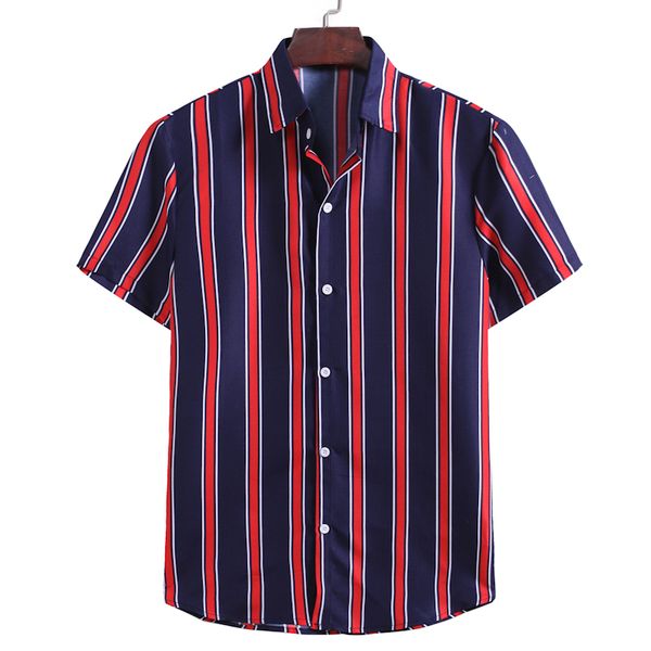 

men's casual shirts kissqiqi men striped short sleeve shirt fashion stiped summer slim fit maximum asian size -3xl, White;black