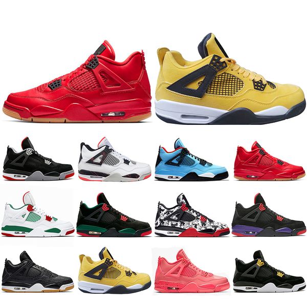 

Cheaper New Bred Tattoo 4 IV 4s Men Basketball Shoes Travis Pizzeria Singles Day Black cat mens trainers designer Sports Sneakers US 7-13