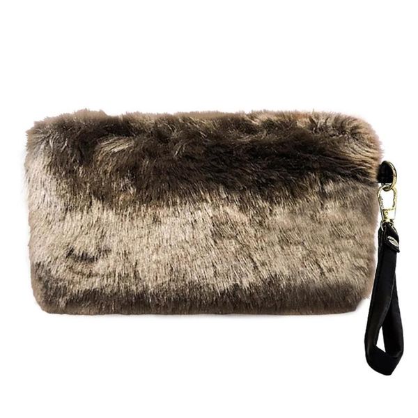 

women evening clutch bag plush zip handbag female solid color daily purse