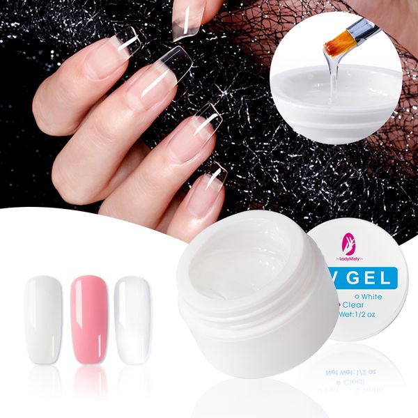 

nail extension gel 3 colors poly gel uv builder for nail extension gels pink / white / clear, Red;pink