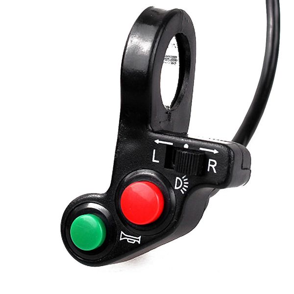

3 in 1 7/8 inches motorcycle switch electric bike scooter atv quad light turn signal horn on/off button for 22mm dia handlebars