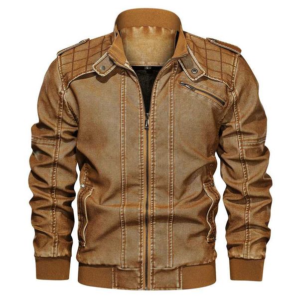 

2020 autumn pu leather jacket men casual bomber zipper coats vintage motorcycle biker retro faux jacket plus size 6xl outerwear, Black;brown