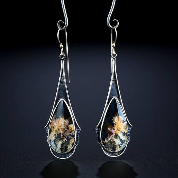 

elegant vintage multicolored long earrings for women resin jewelry accessories ear hook boho water drop fire earrings o3d332, Silver