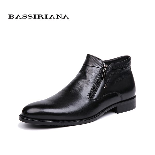 

bassiriana new 2018 winter natural fur men's shoes black men's dress shoes ing