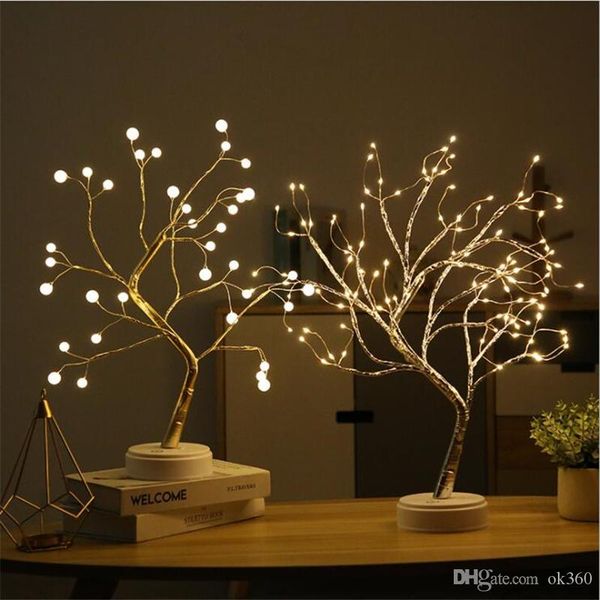 

led tree lights table lamp bedside night light copper wire led string light for bedroom wedding christmas party home decoration