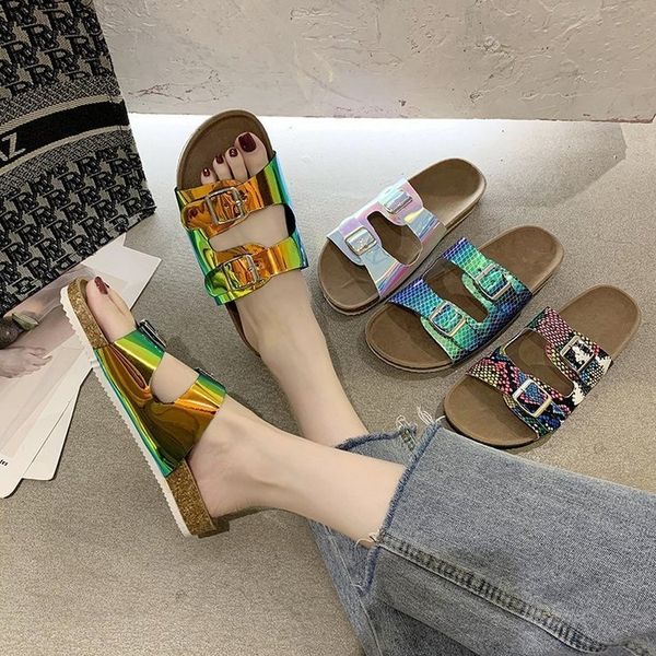 

beach sandals and slippers women wear 2020 new women's shoes summer casual word slippers girls fashion sandals, Black