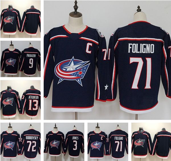 

columbus blue jackets hockey jersey 72 sergei bobrovsky 71 nick foligno 13 cam atkinson blank hockey jerseys full length, Black;red